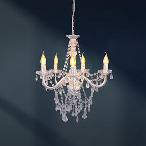 Näve Candelabru Cecilia, alb, fier/acrilic, Ø 52 cm, 5 lumini., reglabil, Alb, Camera de zi / sufragerie, Metal
