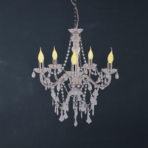 Näve Candelabru Cecilia, crom, fier/acrilic, Ø 52 cm, 5 lumini., reglabil, Metalic, Camera de zi / sufragerie, Metal