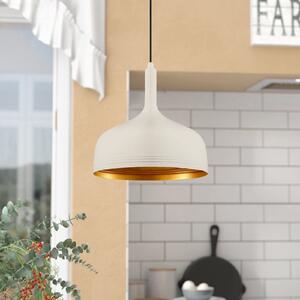 Opviq Lampă suspendată Berceste 187-S, alb/auriu, metal, Ø 30 cm, reglabil, Alb, Camera de zi / sufragerie, Metal