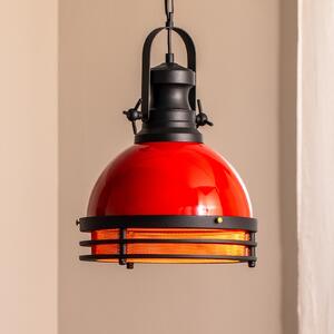 Opviq Lampă suspendată Saglam 3762, roșu/negru, fier, Ø 32 cm, reglabil, Roșu, Camera de zi / sufragerie, Metal, Design industrial