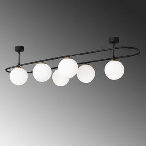 Opviq Plachetă plafonieră Abaküs 4911, negru, sticlă opală, 6 becuri, reglabil, Negru, Camera de zi / sufragerie, Sticlă, Modern, glob