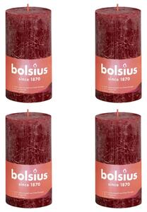 Bolsius Lumânări bloc rustice Shine, 4 buc., roșu catifelat, 130x68 mm 103668790347