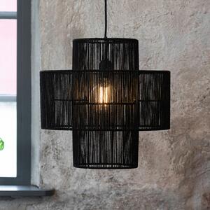 Markslöjd Lampă suspendată Soga, cu ștecher, negru, iută, Ø 40 cm, Negru, Camera de zi / sufragerie, Altele