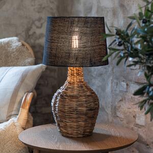 Markslöjd Lampa de masă Paglia, natur/negru, ratan/iută, înălțime 58 cm, Lemn, Camera de zi / sufragerie, Lemn