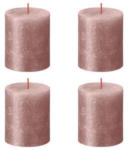 Bolsius Lumânări bloc rustice Shimmer, 4 buc., roz, 80x68 mm 103667637050