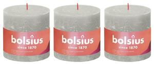 Bolsius Lumânări bloc rustice Shine, 3 buc., gri nisipiu, 100x100 mm 103668810321