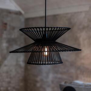 Markslöjd Lampă suspendată Duplici, negru, bambus, Ø 57 cm, E27, Negru, Camera de zi / sufragerie, Bamboo