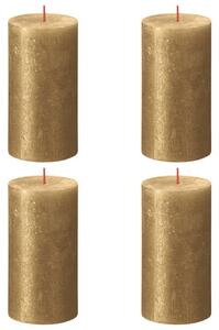 Bolsius Lumânări bloc rustice Shimmer, 4 buc., auriu, 130x68 mm 103667647182