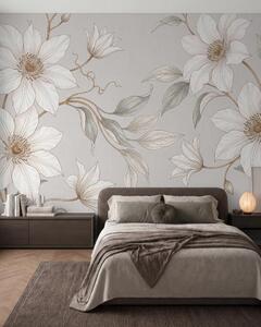 Tapet Flori botanice albe, elegante, cu ramuri delicate, Imagini de fundal unice, w10099 : Uwalls.ro