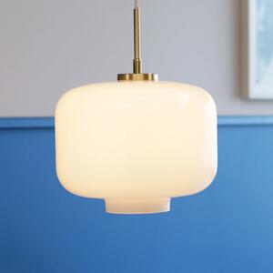 Dyberg Larsen Lampă suspendată Arp, culoare alamă, sticlă, Ø 30 cm, reglabil, Auriu / Alamă, Camera de zi / sufragerie, Sticlă, Design