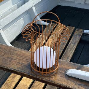 Dyberg Larsen Lampă de masă cu baterie LED Basket, teracotă, metal, reglabil, Maro / Rugină, Metal, Design