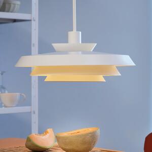 Dyberg Larsen Lampă suspendată DL44, albă, metal, Ø 45 cm, reglabil, Alb, Camera de zi / sufragerie, Metal, Design
