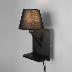 Trio Lighting Aplică de perete Comfort, negru mat, metal, fișă, E14, Negru, Camera de zi / sufragerie, Metal, Modern