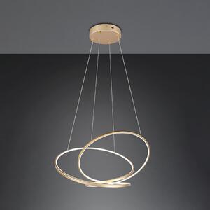 Trio Lighting Lampă suspendată cu LED Darvin lungime 84 cm, aurie, metal, CCT, reglabil, Auriu / Alamă, Camera de zi / sufragerie, Metal, Modern