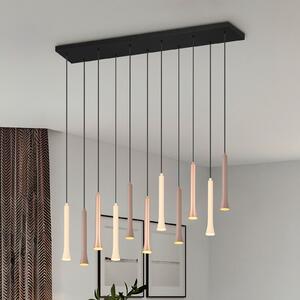 Trio Lighting Lampă suspendată cu LED Fiato, 11 becuri, lungă, metal, taupe, cafea, reglabil, Bej, Camera de zi / sufragerie, Metal