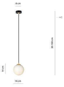 EMIBIG LIGHTING Lampă suspendată Royal, alb opal/negru, sticlă, E14, reglabil, Alb, Camera de zi / sufragerie, Sticlă, Modern