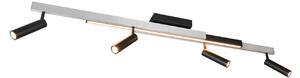 Trio Lighting Spot plafon LED Zeno, 4 spoturi, aluminiu periat/negru, metal, reglabil, Metalic, Camera de zi / sufragerie, Metal, Modern