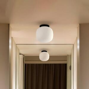 FARO BARCELONA Plafonieră pentru baie Amelia, negru/opal, sticlă, Ø 21,5 cm, reglabil, Negru, Baie, Sticlă, Modern
