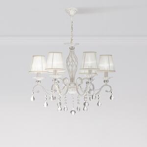 Maytoni Grace candelabru, alb, 6 becuri, organza, E14, reglabil, Alb, Camera de zi / sufragerie, Metal, Design