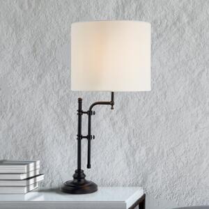 Searchlight Lampă de masă Munich, alb/negru, pânză, E27, reglabilă, Bej, Camera de zi / sufragerie, Țesătură / Textil, Modern