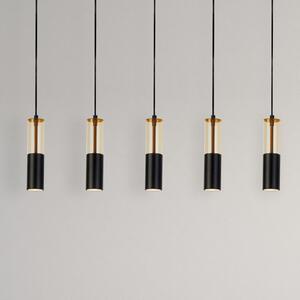 Searchlight Lampă suspendată Merrygold, negru/ambră, metal, GU10, 5 becuri., reglabil, Negru, Camera de zi / sufragerie, Metal, Modern