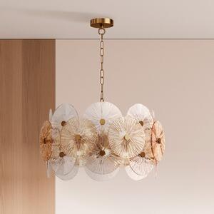 Maytoni lampă suspendată Aster, sticlă, Ø 62,6 cm, 8 x E14, reglabil, Auriu / Alamă, Camera de zi / sufragerie, Sticlă