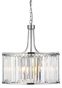 Searchlight Lampă suspendată Victoria, cromată, sticlă de cristal, 50 cm, E27, reglabil, Metalic, Camera de zi / sufragerie, Sticlă, Vintage