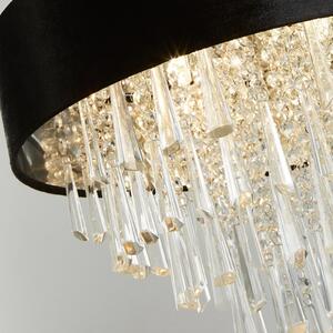 Searchlight Lampă suspendată Glamour, cristal de sticlă, negru, G9, Ø 45,4 cm, reglabil, Negru, Camera de zi / sufragerie, Sticlă, Modern