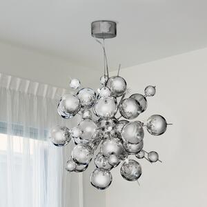 Searchlight Lampă suspendată Molecule, cromată, metal, 12 becuri, G4, Metalic, Camera de zi / sufragerie, Metal, Modern