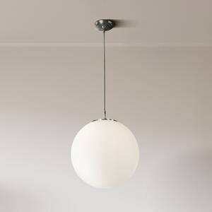 Searchlight Lampă suspendată Atom, alb opal, sticlă, Ø 30 cm, E27, reglabil, Alb, Camera de zi / sufragerie, Sticlă, Modern