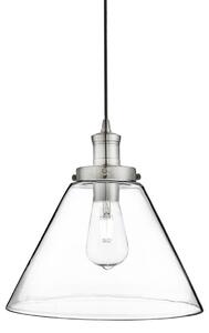Searchlight Lampă suspendată Piramidă, argintiu/limpede, sticlă, Ø 29 cm, E27, reglabil, Transparent, Camera de zi / sufragerie, Sticlă, Vintage