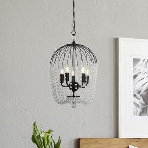 Searchlight Lampă suspendată pentru duș, negru/negru, sticlă de cristal, E14, Ø 36cm, reglabil, Negru, Camera de zi / sufragerie, Sticlă, Modern