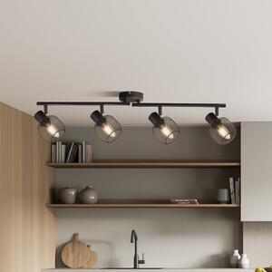 Searchlight Spot de plafon Meshy, negru, metal, 4 becuri, E14, 79 cm, reglabil, Negru, Camera de zi / sufragerie, Metal, Modern