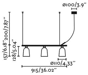 FARO BARCELONA Lampă suspendată Studio, roz, descentralizată, lungime 91 cm, 3 becuri., reglabil, Roz / Rosé, Camera de zi / sufragerie, Metal