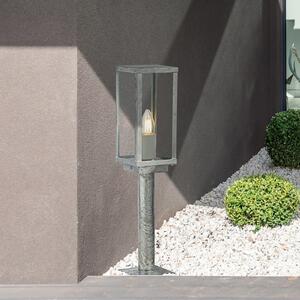Searchlight Box II lampă cu soclu, 50 cm înălțime, argintiu/negru, sticlă, IP44, reglabil, Gri, Metal, Antichitate
