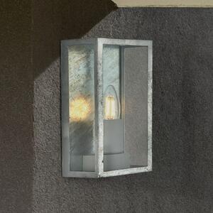Searchlight Aplică de exterior Box II, argintiu, sticlă, E27, IP44, reglabil, Gri, Metal, Antichitate