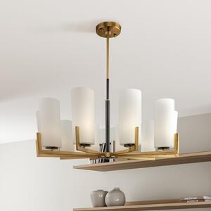 Maytoni candelabru Fortano, 10 becuri, sticlă, E27, reglabil, Auriu / Alamă, Camera de zi / sufragerie, Metal