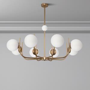 Maytoni lampă suspendată Rendez-vous, 8 becuri, culoarea alamei, reglabil, Auriu / Alamă, Camera de zi / sufragerie, Metal