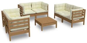 Set mobilier grădină cu perne, 7 piese, lemn masiv de pin