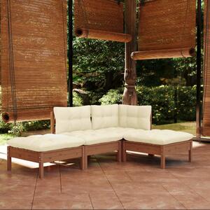 Set mobilier de grădină cu perne, 4 piese, lemn masiv de pin