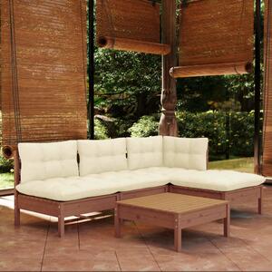 Set mobilier grădină cu perne, 5 piese, maro miere, lemn de pin