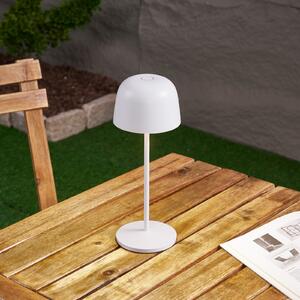 Lindby Lampă de masă cu baterie LED Arietty, albă, dimabilă, IP65, reglabil, Alb, Camera de zi / sufragerie, Aluminiu, Modern