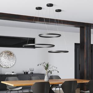 Molto Luce Lampă suspendată LED Perfora, negru, Ø 60 cm, aluminiu, reglabil, Negru, Camera de zi / sufragerie, Aluminiu, Modern