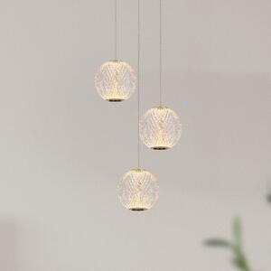 Lucide Cintra Lampă suspendată cu LED, Ø 25 cm, transparentă / aurie, acrilic, reglabil, Transparent, Camera de zi / sufragerie, Plastic