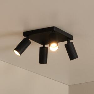 Lucide Spot de plafon Clubs, negru, 4 becuri, GU10, aluminiu, reglabil, Negru, Camera de zi / sufragerie, Aluminiu, Modern
