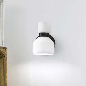 Miloox by Sforzin Aplică de perete Fifty, negru, sticlă albă opală, reglabilă, reglabil, Negru, dormitor, Sticlă, Design