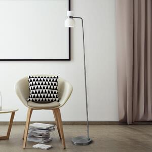 Miloox by Sforzin Lampadar Fifty, culoare oțel, sticlă alb opal, reglabil, reglabil, Metalic, Camera de zi / sufragerie, Metal, Design