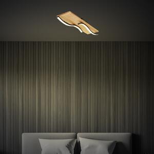 Briloner Plafonieră LED Vinka, 55x14 cm, 2 becuri, culoarea lemnului, Lemn, Camera de zi / sufragerie, Lemn, Modern