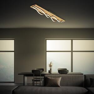 Briloner Plafonieră LED Vinka, 98x11 cm, 2 becuri, culoarea lemnului, Lemn, Camera de zi / sufragerie, Lemn, Modern
