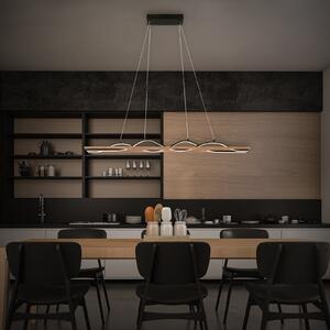 Briloner Lampă suspendată cu LED Vinka, 2 becuri, lungime 98 cm, culoarea lemnului, Lemn, Camera de zi / sufragerie, Lemn, Modern